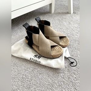 H&M STUDIO genuine leather and jute SANDALS SIZE 7
